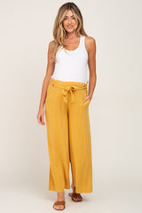 Yellow Paper Bag Wide Leg Maternity Pants