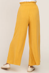 Yellow Paper Bag Wide Leg Pants