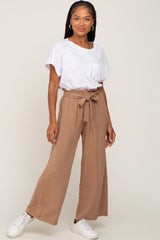 Mocha Paper Bag Wide Leg Pants