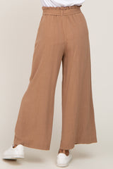 Mocha Paper Bag Wide Leg Pants