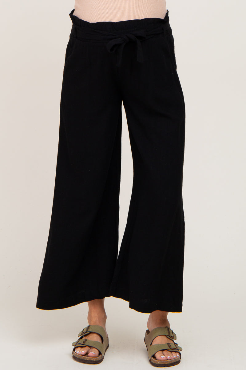 Black Paper Bag Wide Leg Maternity Pants – PinkBlush