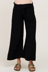 Black Paper Bag Wide Leg Maternity Pants