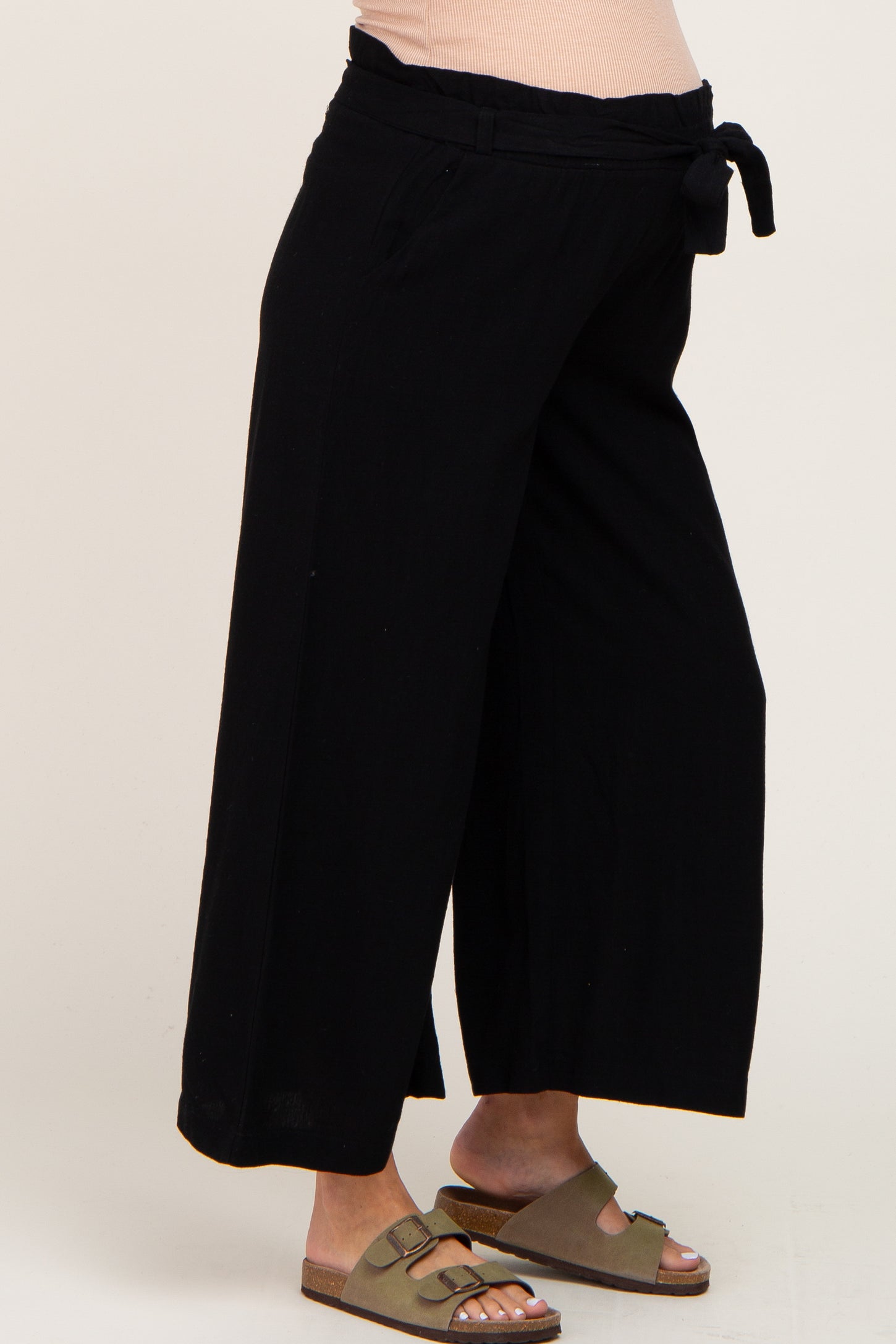 Black Paper Bag Wide Leg Maternity Pants – PinkBlush