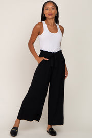 Black Paper Bag Wide Leg Pants