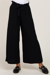 Black Paper Bag Wide Leg Pants