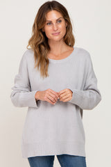 Grey Ribbed Trim Sweater