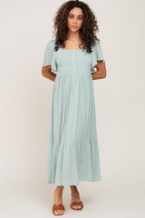 Mint Green Button Front Midi Dress