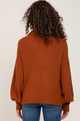 Rust Turtleneck Knit Sweater