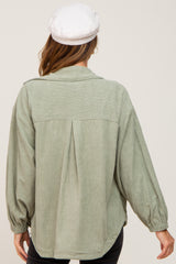 Sage Corduroy Front Pocket Shacket