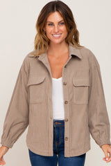 Taupe Corduroy Front Pocket Shacket