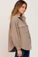 Taupe Corduroy Front Pocket Shacket