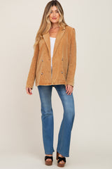 Camel Corduroy Double Breasted Maternity Blazer