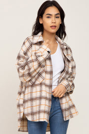 Taupe Plaid Shirt Jacket