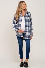 Blue Plaid Maternity Shirt Jacket