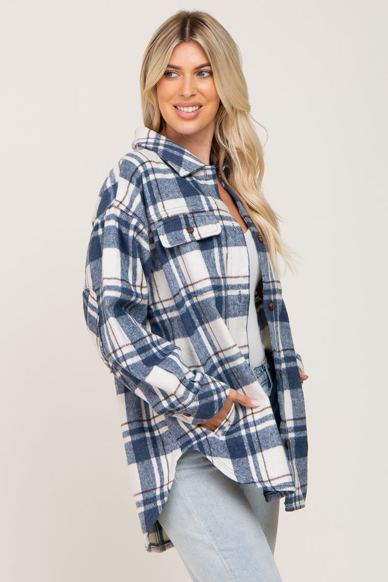 Blue Plaid Shirt Jacket – PinkBlush