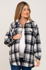 Black Plaid Maternity Shirt Jacket