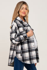 Black Plaid Maternity Shirt Jacket