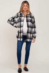 Black Plaid Maternity Shirt Jacket