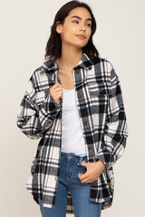 Black Plaid Maternity Shirt Jacket