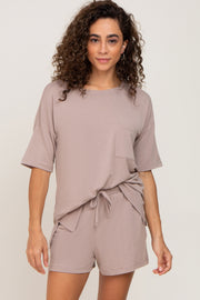 Taupe Pocket Front Pajama Short Set