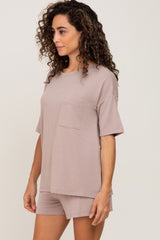 Taupe Pocket Front Pajama Short Set