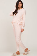 Light Pink Soft Knit Long Sleeve Maternity Set