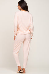 Light Pink Soft Knit Long Sleeve Maternity Set