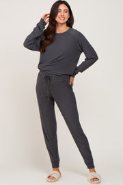 Charcoal Soft Knit Long Sleeve Maternity Set