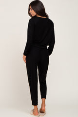 Black Soft Knit Long Sleeve Maternity Set