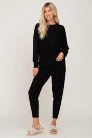 Black Soft Knit Long Sleeve Set