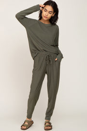 Olive Soft Knit Long Sleeve Set