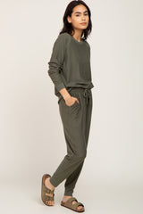 Olive Soft Knit Long Sleeve Set