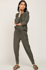 Olive Soft Knit Long Sleeve Set