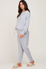 Heather Grey Soft Knit Long Sleeve Maternity Set