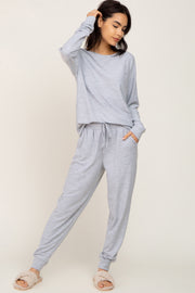 Heather Grey Soft Knit Long Sleeve Set