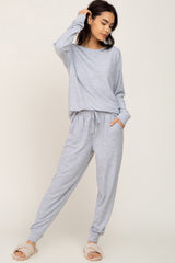 Heather Grey Soft Knit Long Sleeve Maternity Set