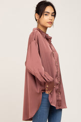 Mauve Satin Button Up Blouse