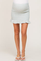 Sage Plaid Smocked Maternity Mini Skirt