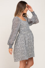 Black Floral Square Neck Maternity Dress