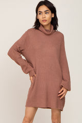 Mocha Turtleneck Sweater Dress