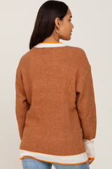 Camel Colorblock Rib Knit Maternity Sweater