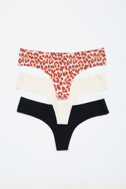 Multi-Color Animal Print Seamless Maternity Thong Set