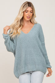 Mint Soft Knit V-Neck Sweater