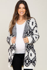 Cream Printed Chenille Knit Maternity Cardigan