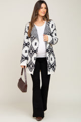 Cream Printed Chenille Knit Maternity Cardigan