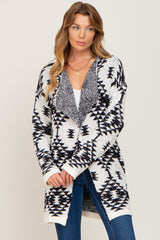 Cream Printed Chenille Knit Maternity Cardigan