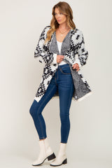 Cream Printed Chenille Knit Cardigan