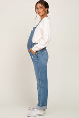 Blue Denim Cuffed Maternity Overalls