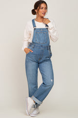 Blue Denim Cuffed Maternity Overalls