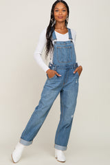 Blue Denim Cuffed Overalls